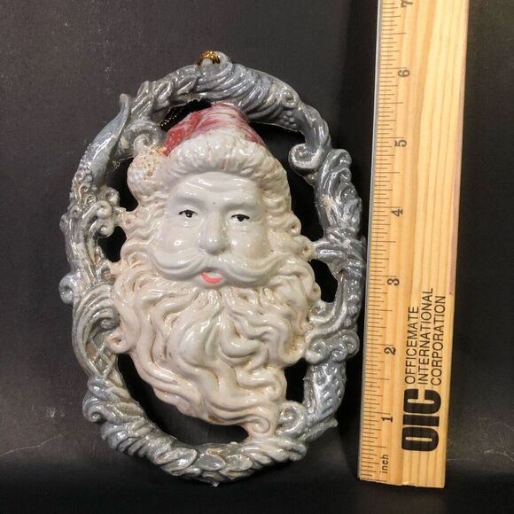 vintage st. Nicholas plastic christmas tree ornament gray white red 4x6 inches - Picture 2 of 5